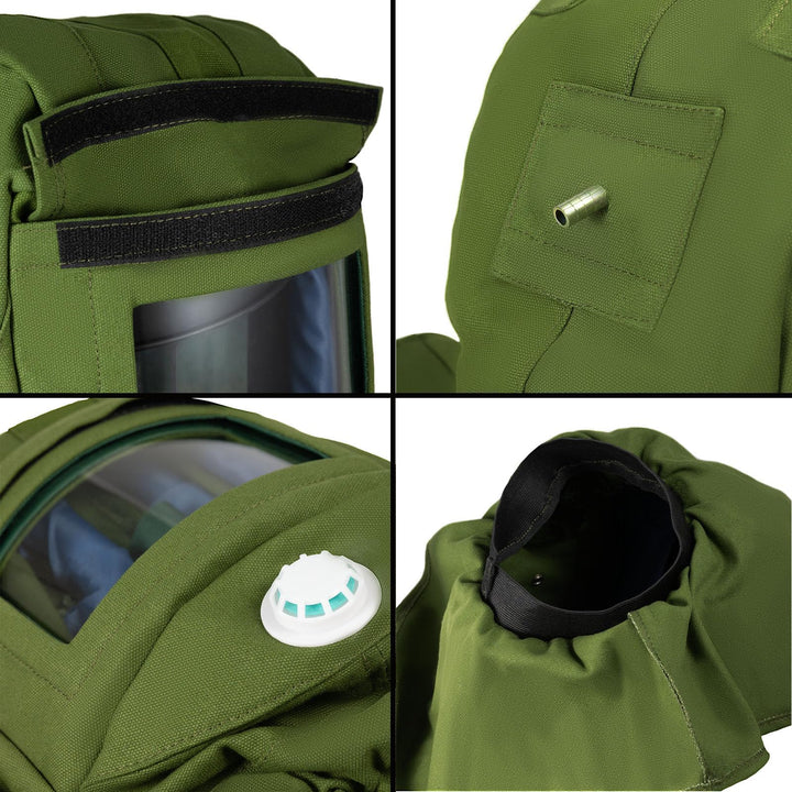 1Pcs Sand Blasting Hood Cap, Shawl Cap Sandblaster Mask Anti Wind/Sandblaster Tools Dust Protective Face Mask, Canvas (Green)