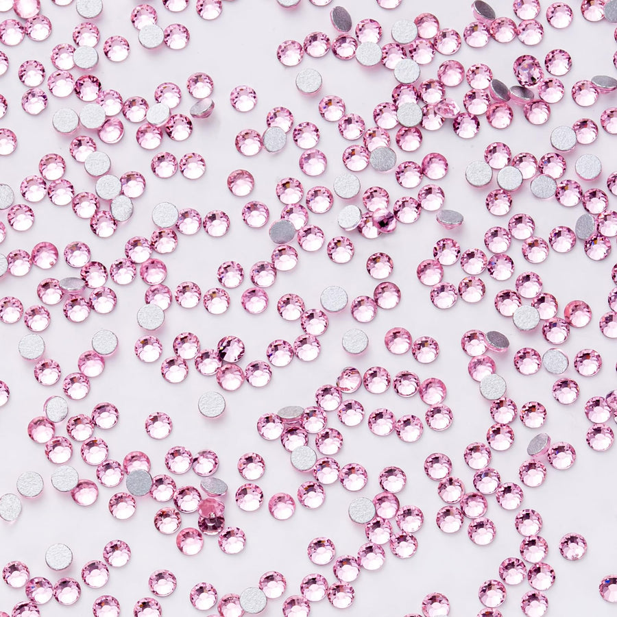 Crystal Rhinestones - Flatback Colored Jewels for Crafting, Nail Art, Clothes, Shoes, Bags, DIY Decoration - Round Gemstones for Fabric, Acrylic, Plastic, Decor - Pink Rhinestones 1440Pcs SS10