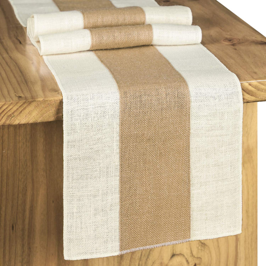 Burlap Table Runner Farmhouse Thanksgiving Table Runner Christmas Table Runner Jute Woven Fabric, Light Colour Edge 12x72 Inches