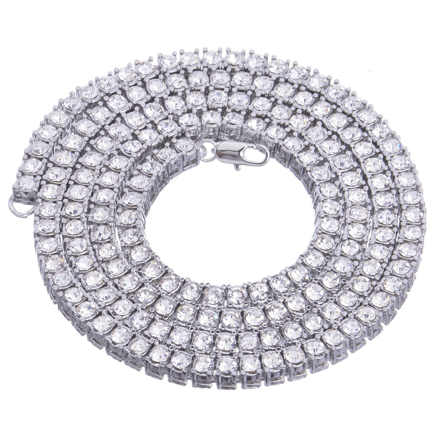 Men's Fashion Iced Lab Diamond 4 mm 22 Silver Plate