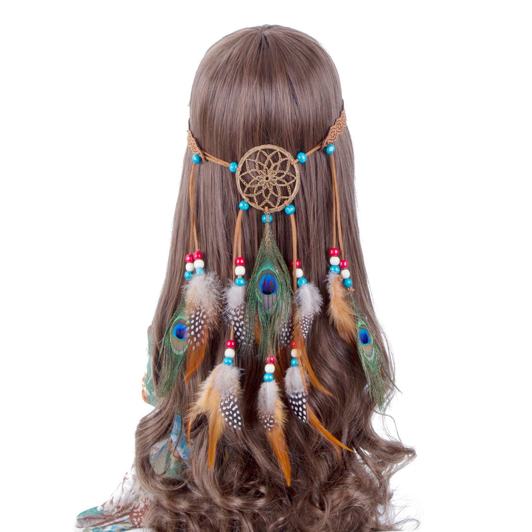 Hippie Headband Feather Dreamcatcher Headdress - AWAYTR
