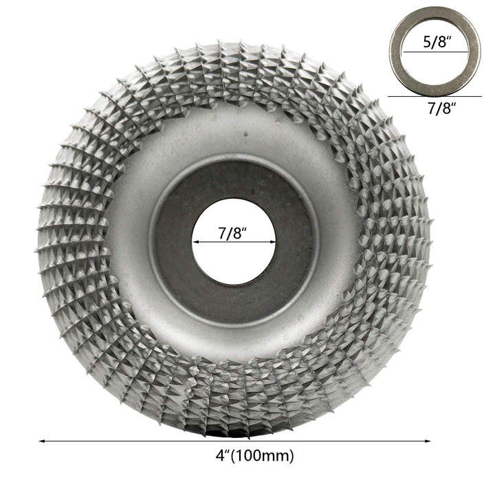 Wood Carving Disc Grinder Shaping Disc 7/8 Inch Bore Wood Tungsten Carbide Grinding Wheel Carving Abrasive Disc for Sanding Carving Shaping (100mm, Arc Type, Silver)