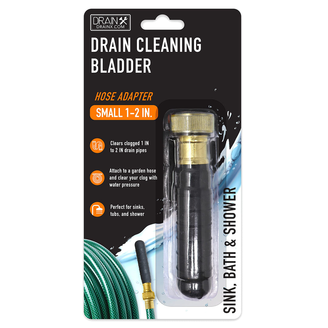 Hydro Pressure Drain Cleaning Bladder - Fits 1 to 2 Drain Pipes - Unclogs Stubborn Blockages in Bathroom Sinks, Shower Drains, Bathtubs, Plumbing Pipes
