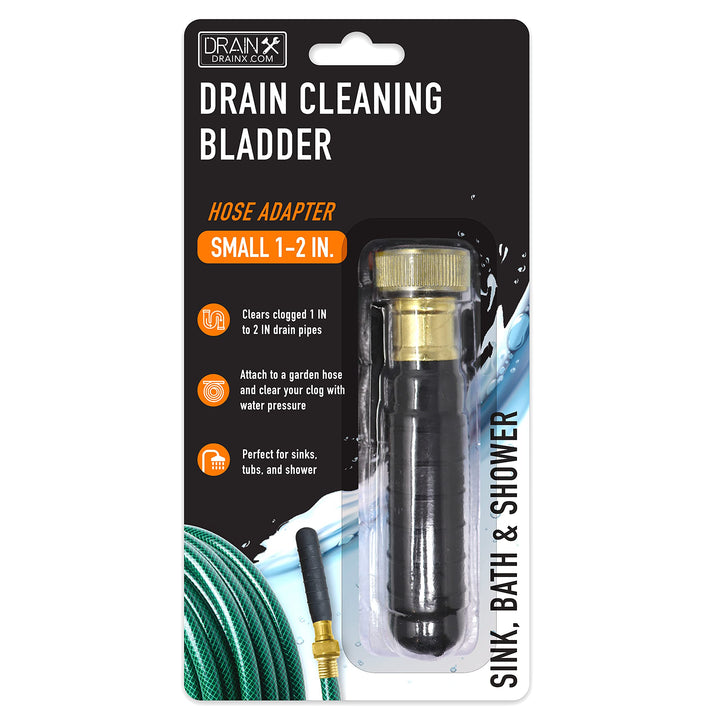 Hydro Pressure Drain Cleaning Bladder - Fits 1 to 2 Drain Pipes - Unclogs Stubborn Blockages in Bathroom Sinks, Shower Drains, Bathtubs, Plumbing Pipes