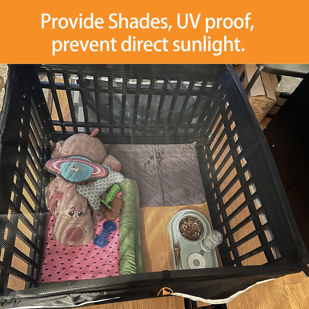 Dog Playpen Mesh Top Cover, Fits 36 Inch 4 Panels Regular Square Plastic Exercise Pet Pen, Adhesive Tape Connections, Black (Note: Cover Only, Fence Not Included)