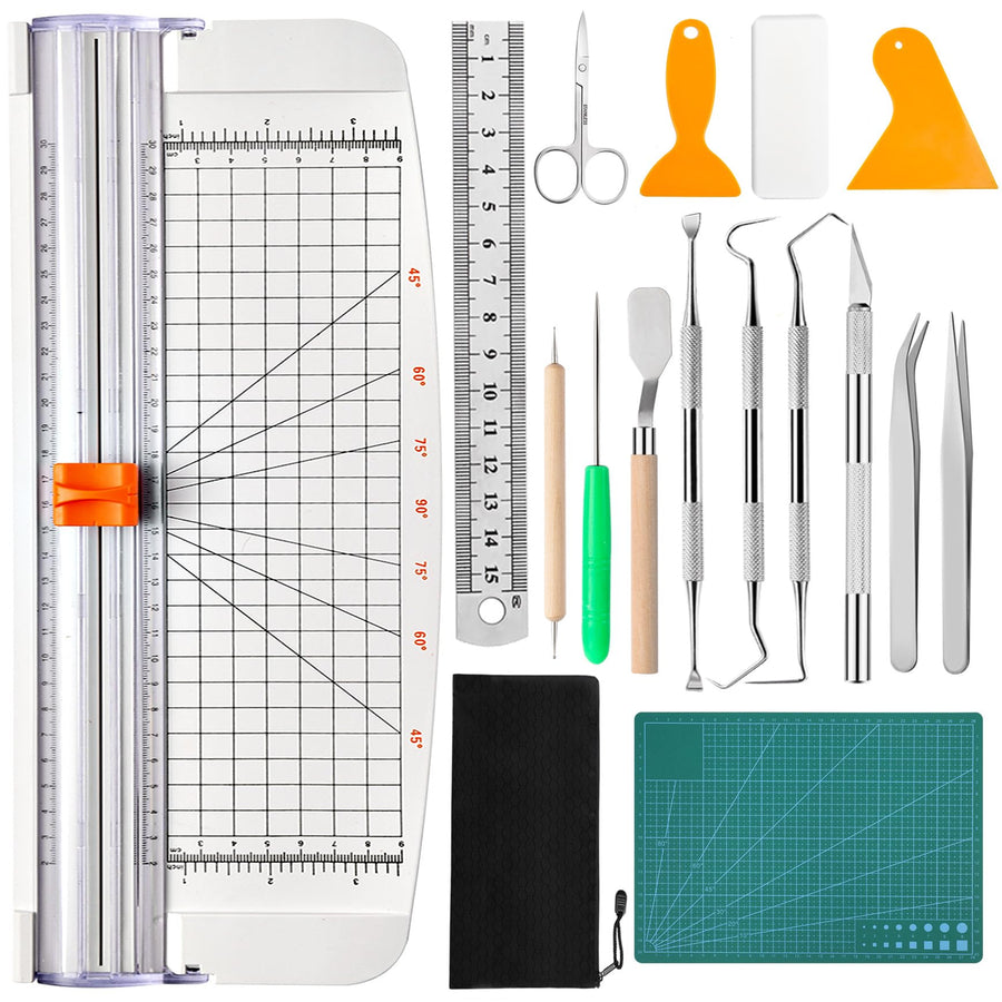 Vinyl Cutting Tools, Craft Weeding Tools Set with Paper Cutter, Scrapbooking Tools Vinyl Trimmer Tool Set for Weeding Vinyl, Silhouettes, Cameos, Lettering