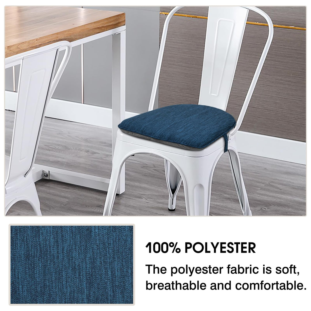 14x14 Inches Metal Dining Chair Pads, Non-Slip Metal Chair Cushion Bar Stool Cushion with Ties for Metal Chairs or Bar Stools - Cushion Only (Dark Blue, 14x14x1.5in)