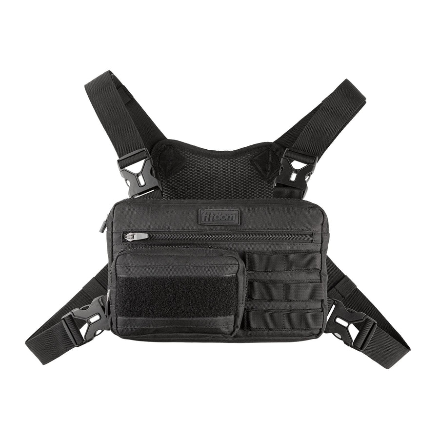 Tactical Inspired Sports Utility Chest Pack. Chest Bag For Men With Built-In Phone Holder. This EDC Rig Pouch Vest is Perfect For Workouts, Cycling & Hiking