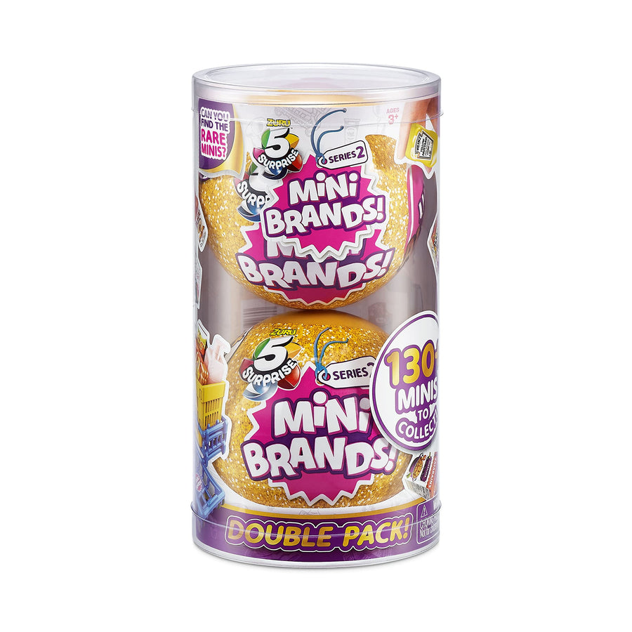 Mini Brands Series 2 by ZURU 2 Count (Pack of 1) Amazon Exclusive Mystery Real Miniature Brands Collectible Toy Capsule - Gold ( PVC Tube Packaging)