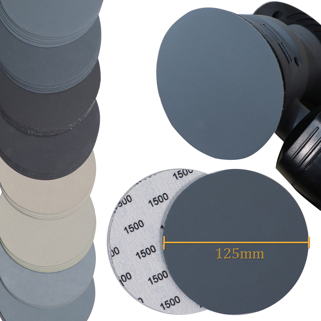 40PCS 5 inch No Hole #800-#5000 Wet Dry Sanding Discs 800 1000 1200 1500 2000 2500 3000 5000 Grit Sandpaper Compatible for Random Orbital Sanders (#800-#5000 8Kind Grit Each 5PCS)