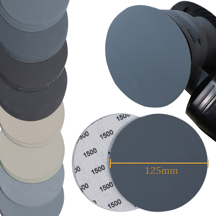 40PCS 5 inch No Hole #800-#5000 Wet Dry Sanding Discs 800 1000 1200 1500 2000 2500 3000 5000 Grit Sandpaper Compatible for Random Orbital Sanders (#800-#5000 8Kind Grit Each 5PCS)