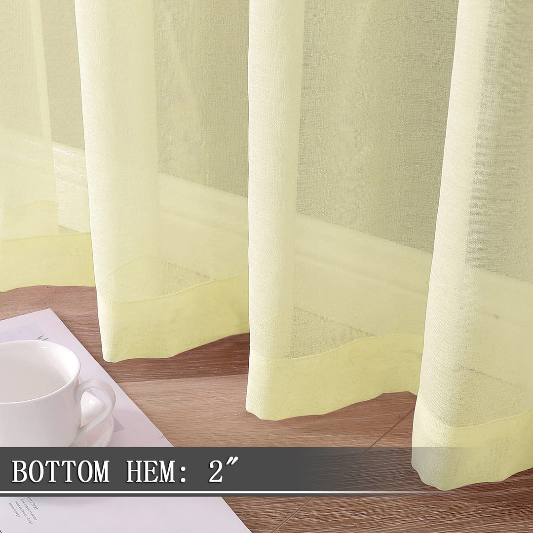 Tollpiz Short Sheer Tier Curtains Linen Textured Half K