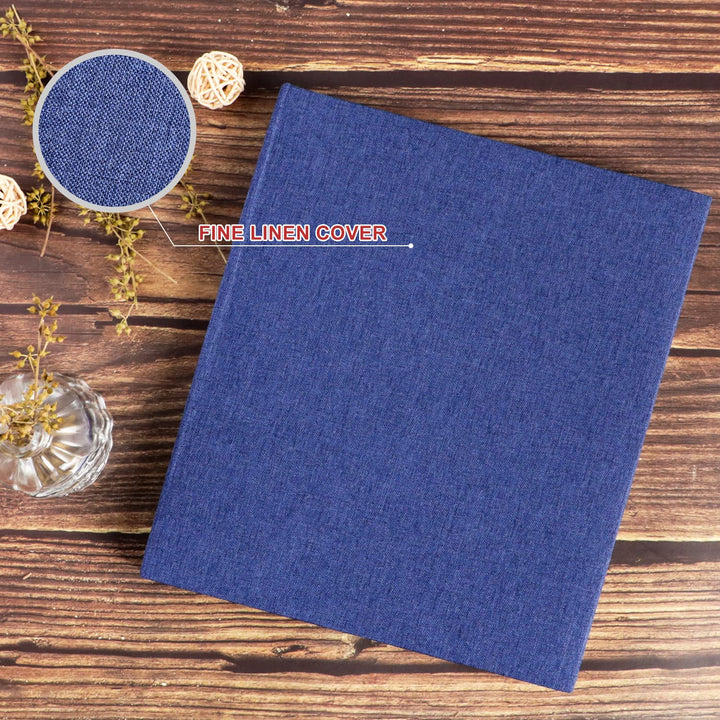 Photo Album 8x10 100 2 Packs, Linen Hard Cover Acid Free Slip Slide in Photo Albums Sleeves Holds 100 Top Load Vertical Only 8x10 Pictures (Blue)