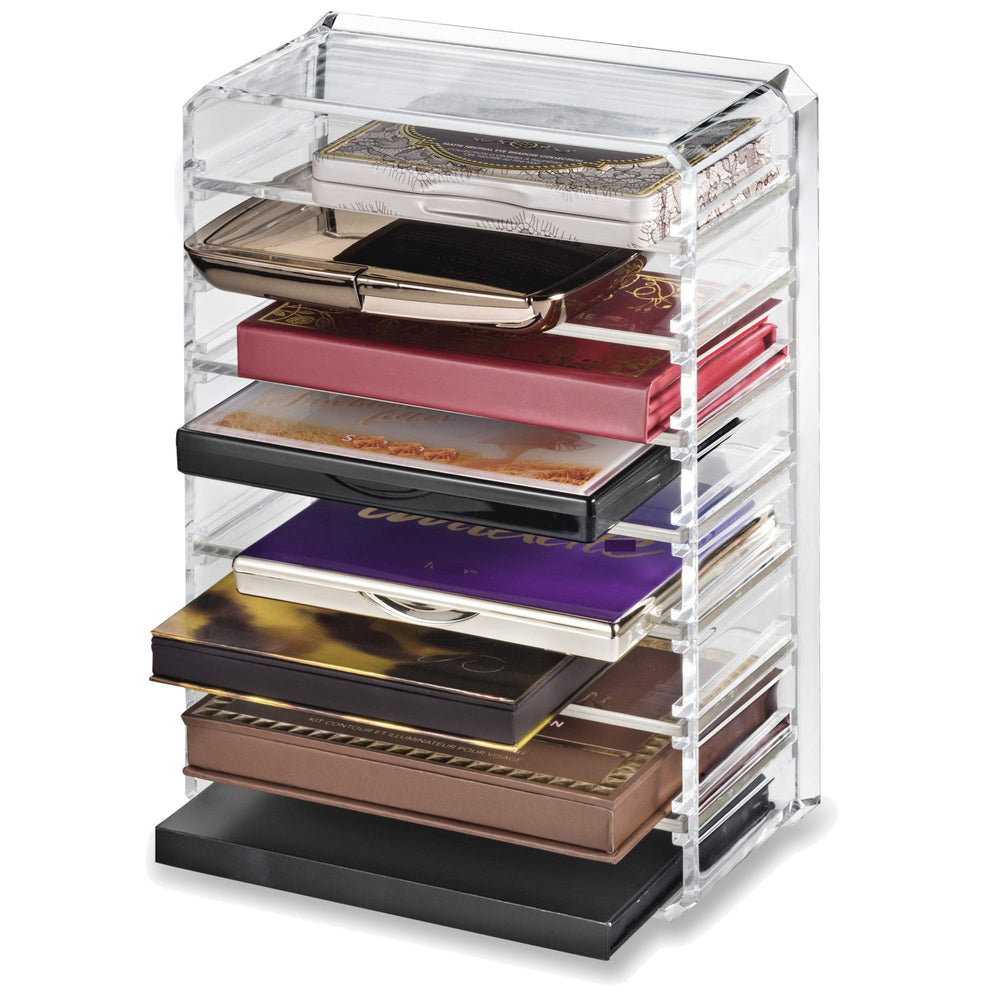 byAlegory Acrylic Medium Eyeshadow Palette Makeup Organizer W/ Removable Dividers Designed To Stand & Lay Flat | 8 Space Organization Container Storage - Fits Standard Size Palettes - Clear