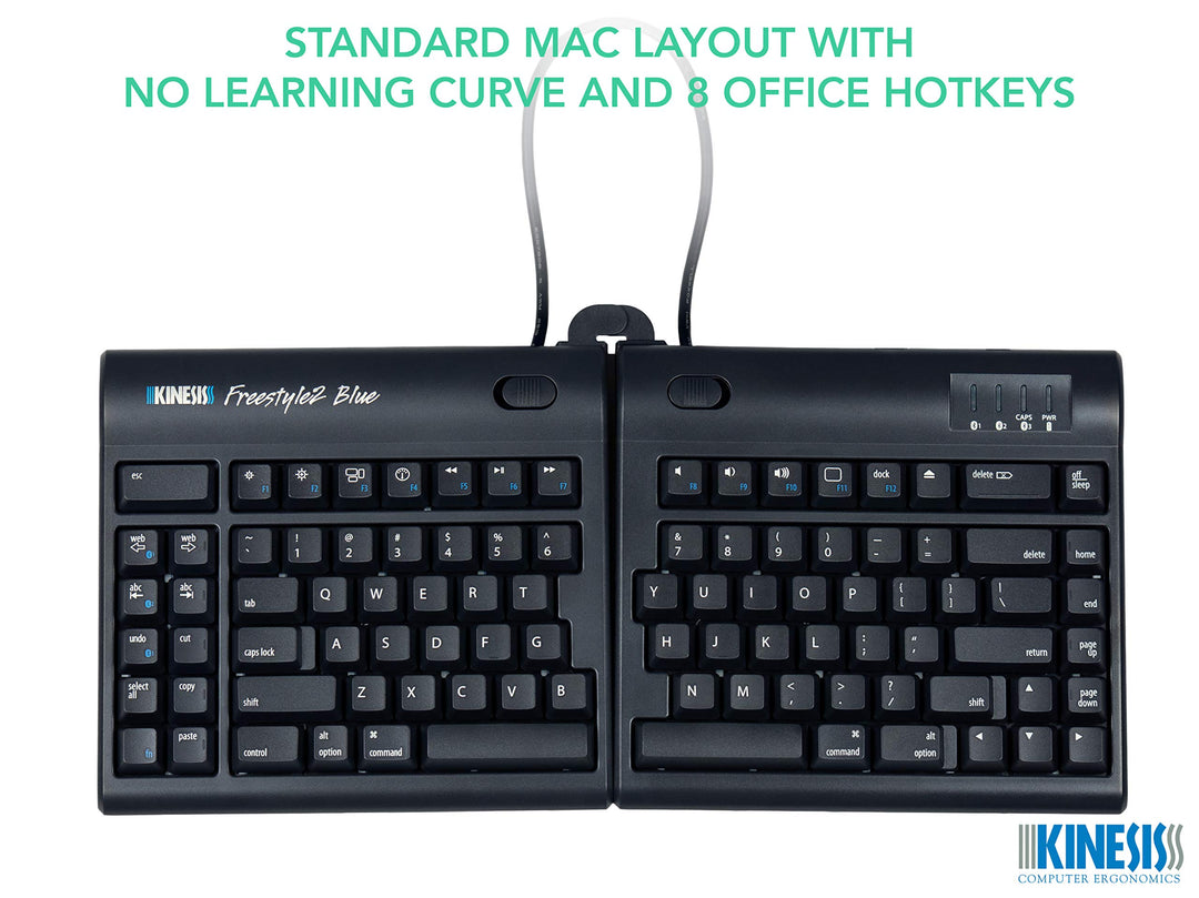 Freestyle2 Blue Wireless Ergonomic Keyboard for Mac (9 Standard Separation), Dark Gray