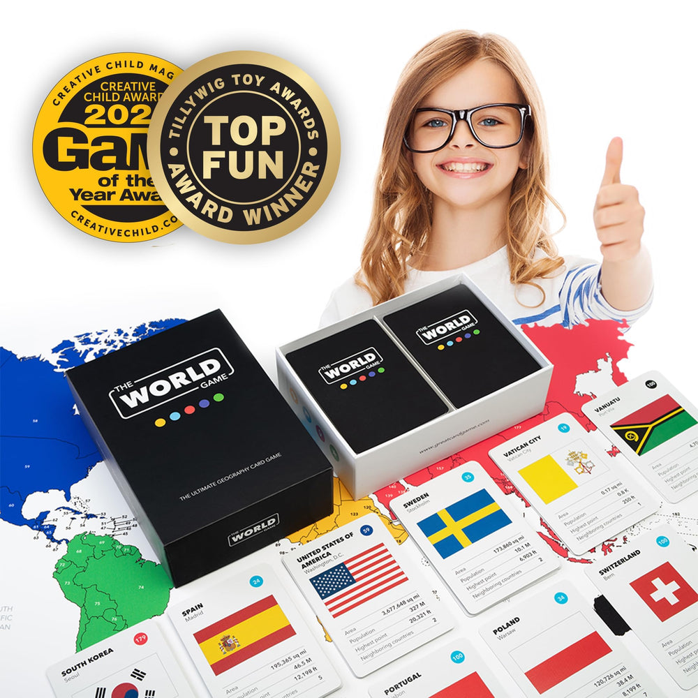 - Geography Card Game - Educational Games for Kids, Family and Adults - Cool Learning Gift Idea for Teenage Boys & Girls 8-12 with Map