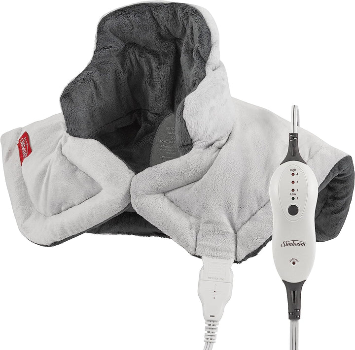 Contoured Heating Pad for Neck &amp; Shoulder Pain Relief with Auto Shut Off, Moist Heating Option, 22 x 19, Grey