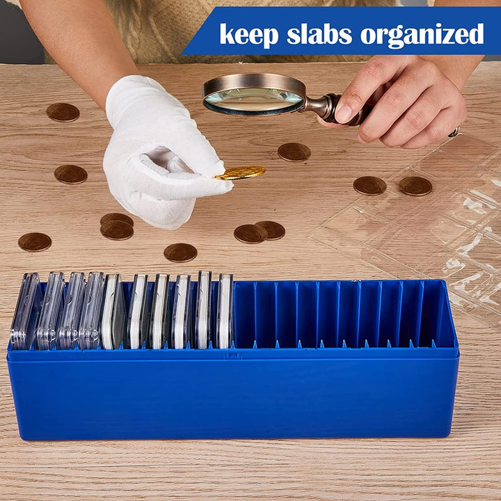 Plastic Coin Storage Box Case for 20 Slab Coin Holders Fit for PCGS NGC PCCB PMGab Coin Holders (Blue)
