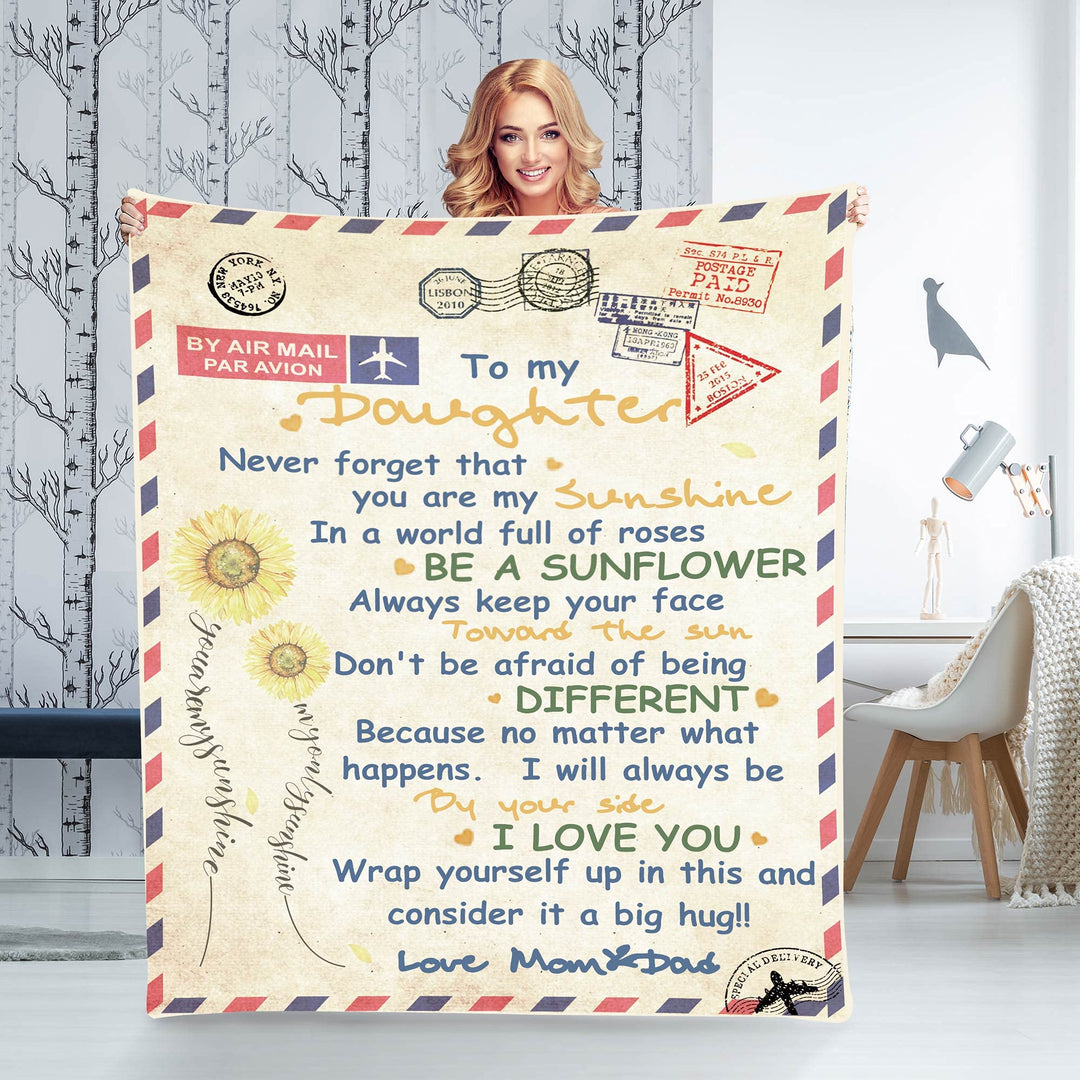 Soft Blanket Gifts for Daughter, Warm Plush Sherpa Blanket for Her Romantic Birthday Gifts for Daughter from Mom Personalized Gifts to My Daughter from Mom and Dad 80x60 Inches, White