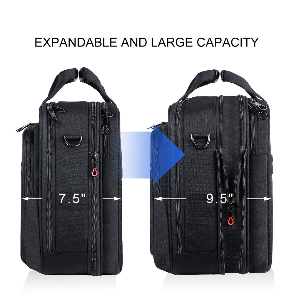 Laptop Bag Expandable Laptop Briefcase Fits Up to 17.3 Inch Laptop Water-Repellent Shoulder Messenger Bag Computer Bag for Travel/Business/Men/Women-Black