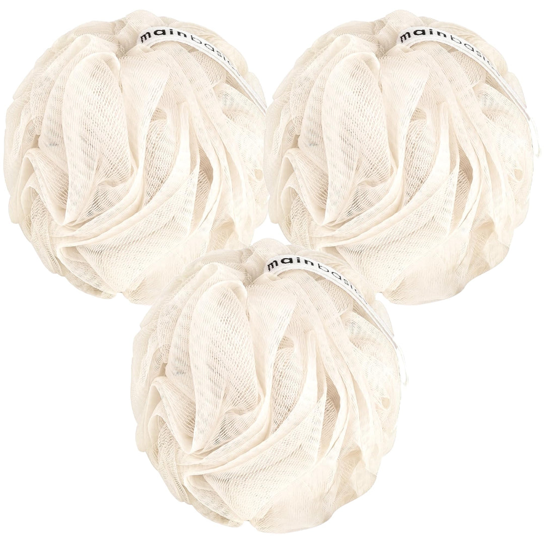 Seaweed Infused Bath Shower Loofah Sponge Pouf Body Wash Scrubber (Set of 3)