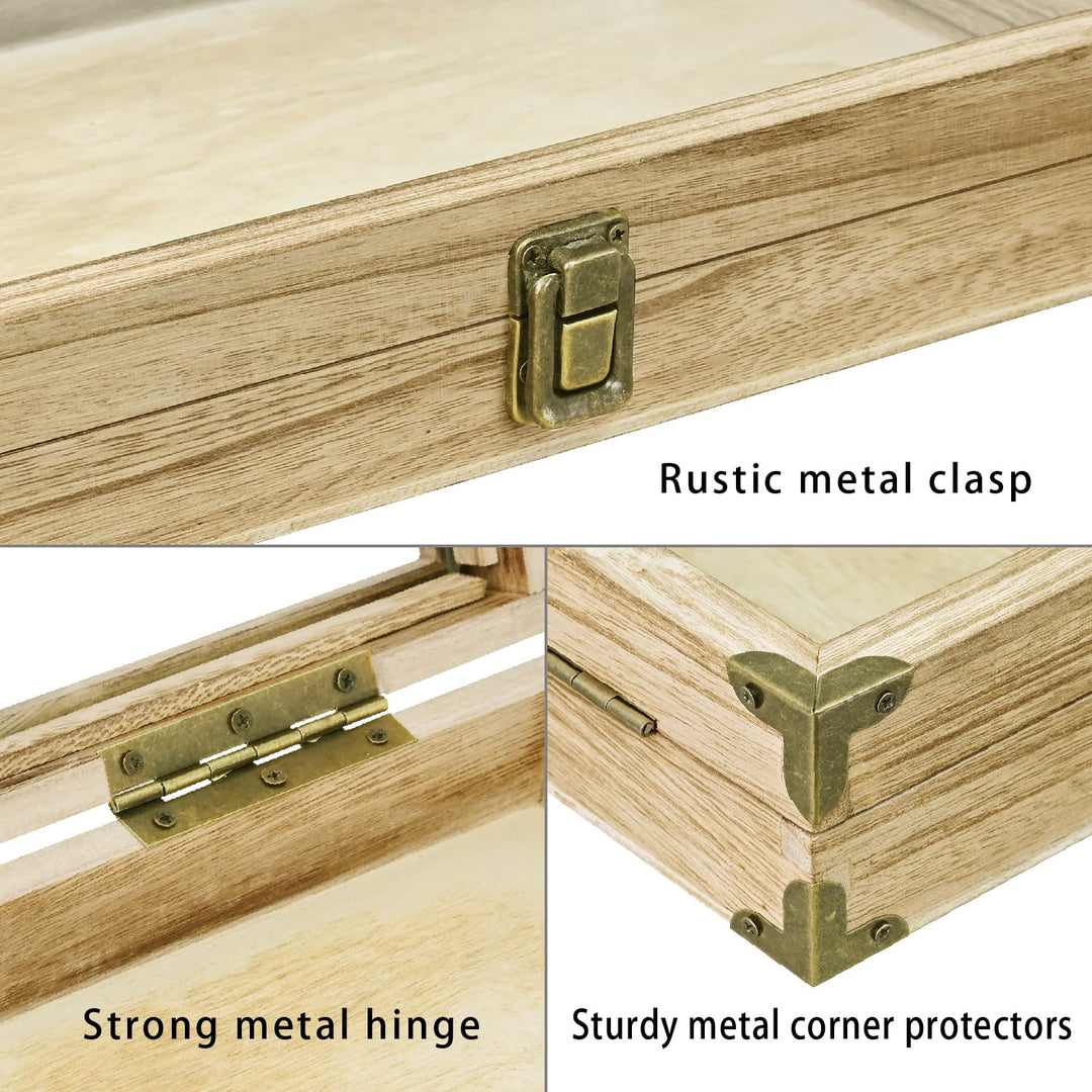 MOOCA Wooden Tempered Glass Jewelry Display Case with R