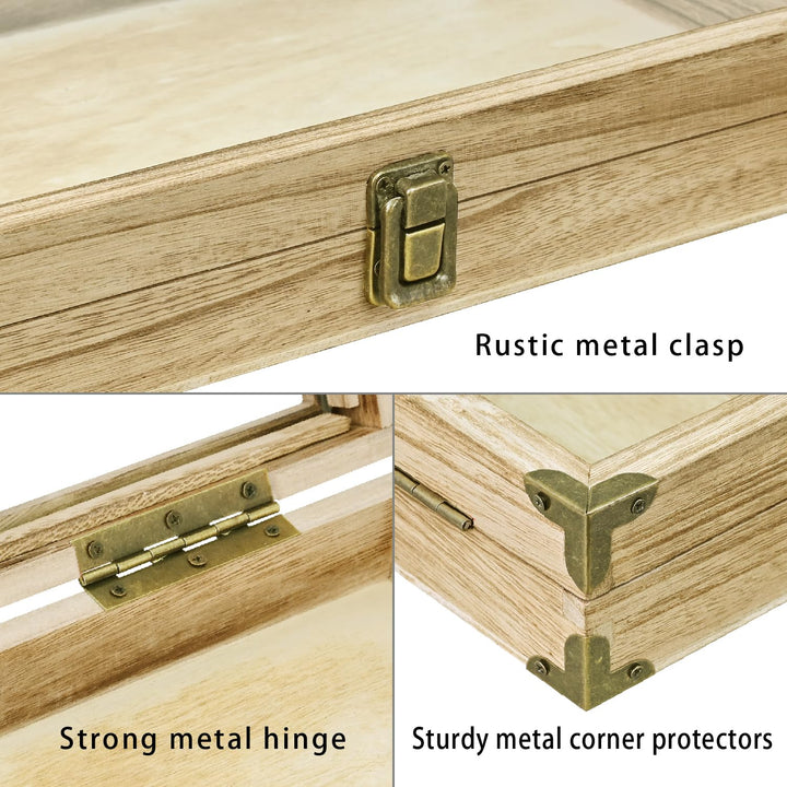 MOOCA Wooden Tempered Glass Jewelry Display Case with R