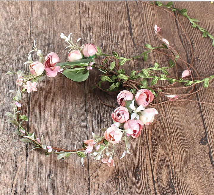 Adjustable Bridal Flower Garland Headband Flower Crown Hair Wreath Halo F-83 (A)