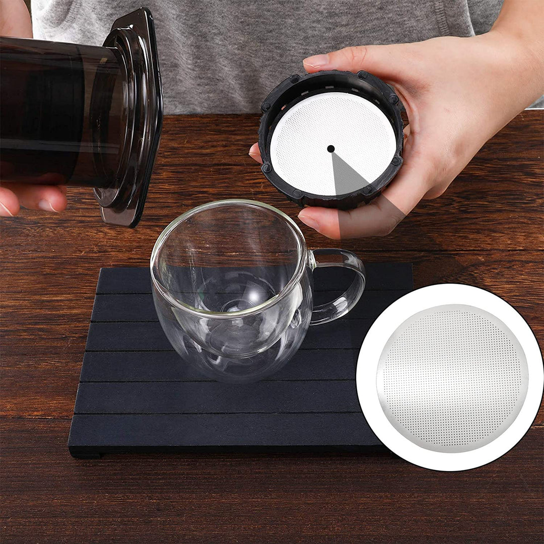 3 Pcs Disc Metal Coffee Filters Ultra-fine for Use with AeroPress Coffee Makers Reusable Stainless Steel Metal Filters Quality Coated in Coffee Maker
