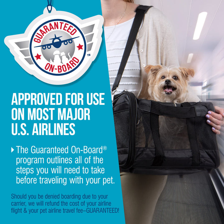 Original Deluxe Travel Pet Carrier, Airline Approved &amp; Guaranteed On Board - Black, Medium
