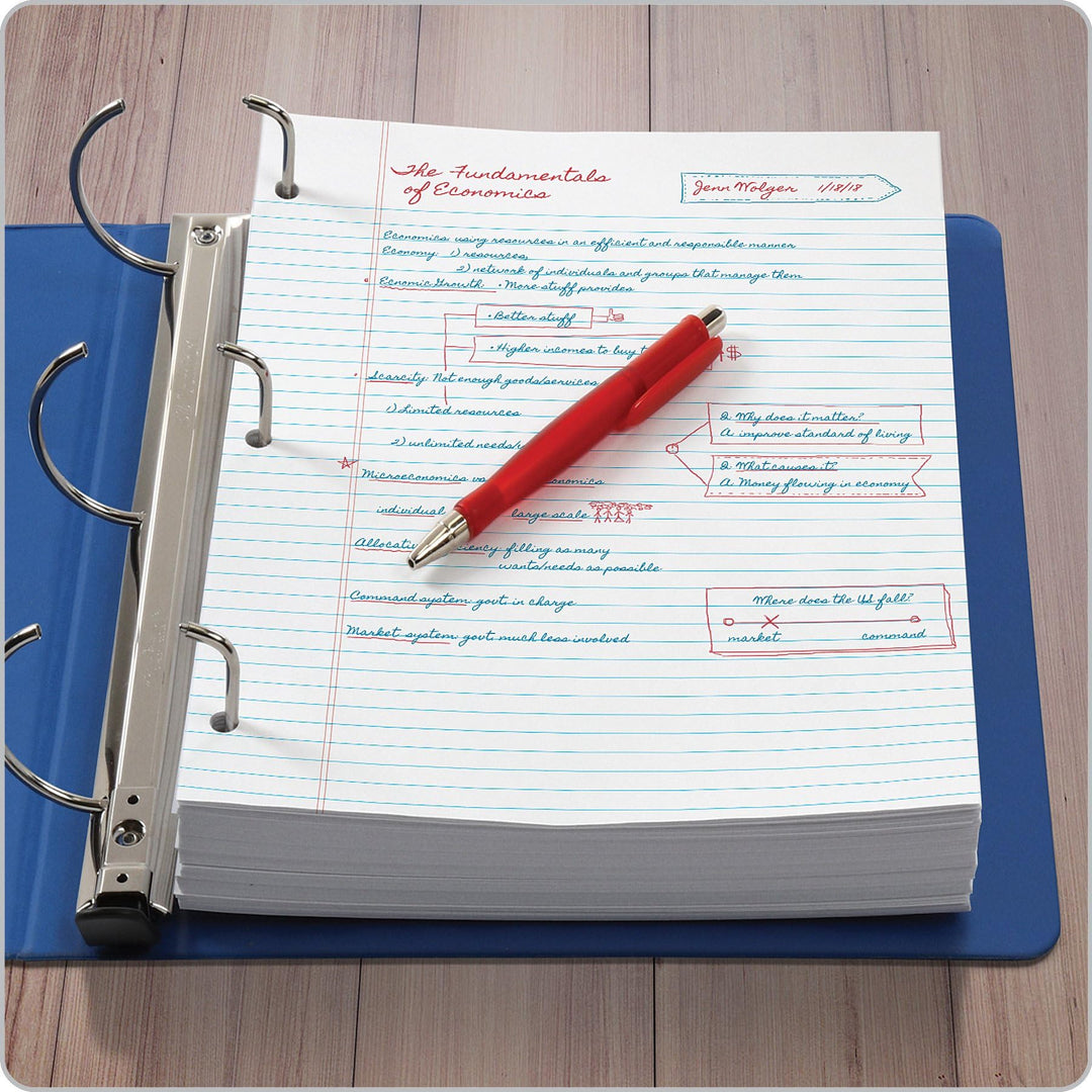 Filler Paper, 8-1/2 x 11, College Rule, 3-Hole Punched, Loose-Leaf Paper for 3-Ring Binders, 500 Sheets Per Pack (62349),White