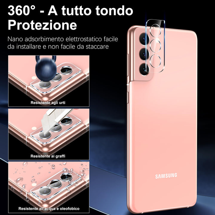 [2+2 Pack] Compatible with Samsung S21 Privacy Screen Protector Tempered Glass and Camera Lens Protector, Anti Spy [Easy Installation Frame] Bubble Free