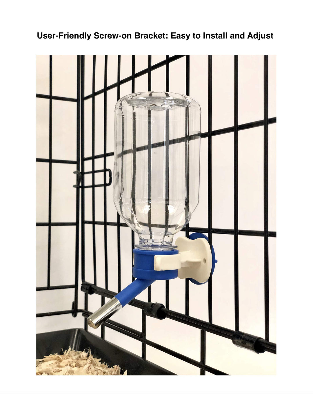 Choco Nose Patented Mini No-Drip Water Bottle/Feeder for Hamsters/Hedgehogs/Gliders/Rats/Mice/Other Small Pets and Animals - for Cages, Crates or Wall Mount. 10.2oz. Nozzle 10mm, Blue (C125)