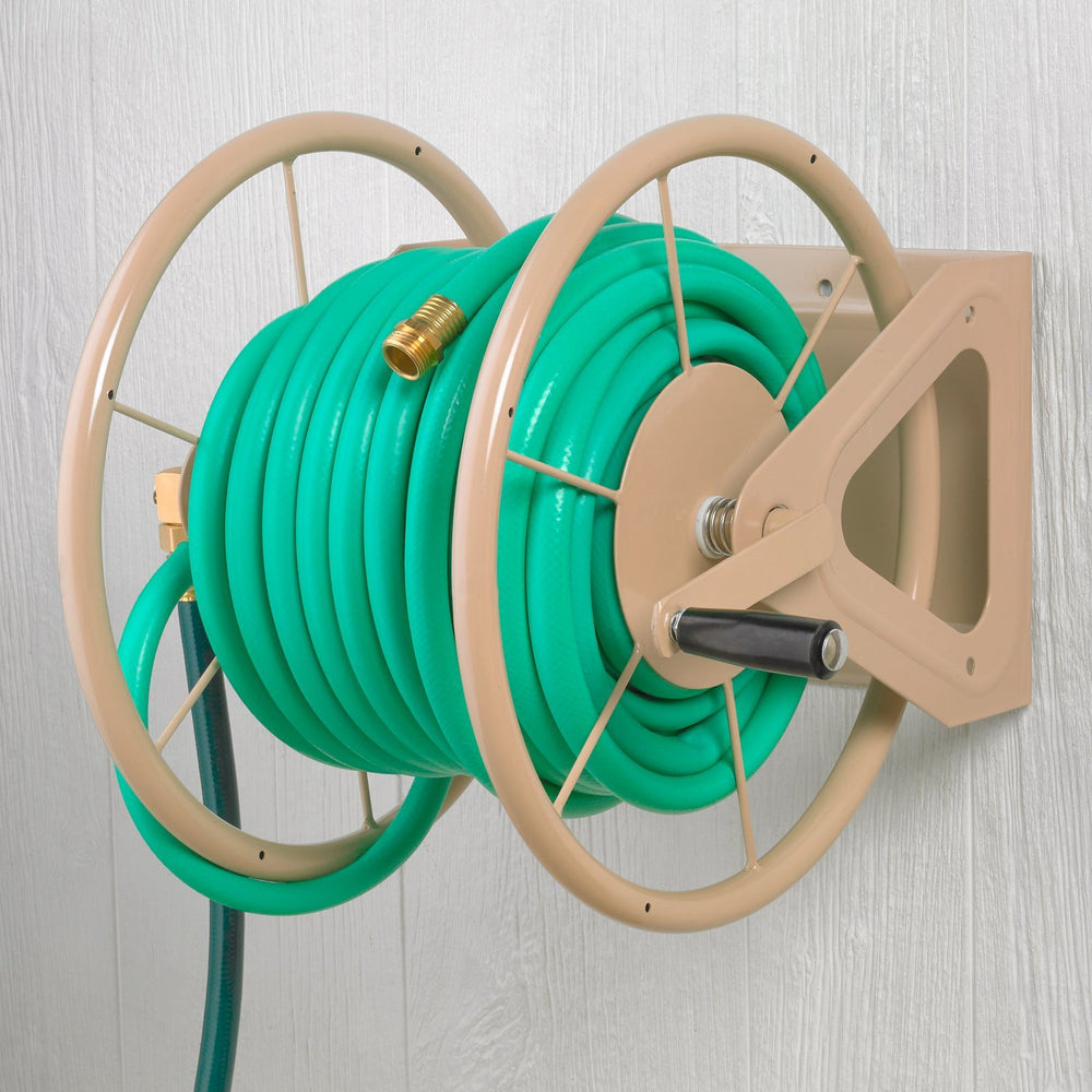 Products 703-2 Multi-Purpose Steel Garden Wall/Floor Mount Hose Reel, Tan Poly