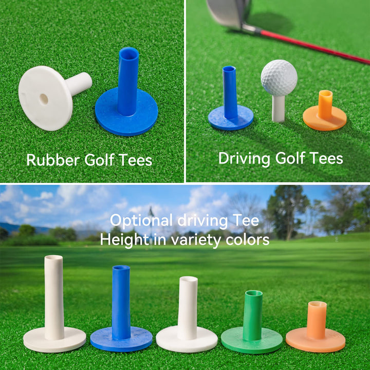 Golf Rubber Tees Practice Training - , Driving Putting Chipping Range Mixed Size, Excellent Effect Used with Golf mats and Golf nets, Suitable for Indoor Outdoor Backyard Home Office (5)