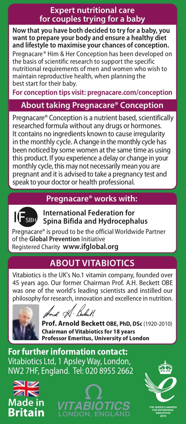 Vitabiotics - - His &amp; Her Conception - 2x30 Tablets