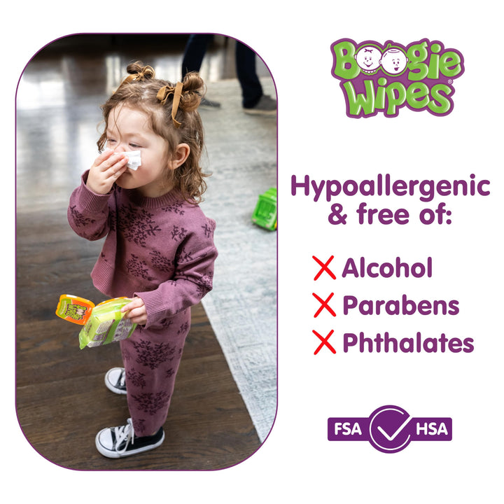 Natural Saline Kids and Baby Nose Wipes for Cold and Flu, Fresh Scent, 45 Count