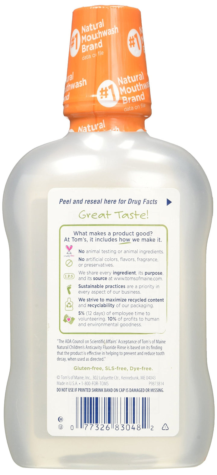 Tom&#39;s of Maine - Children&#39;s Natural Fluoride Rinse Anticavity Alcohol-Free Juicy Mint - 16 oz
