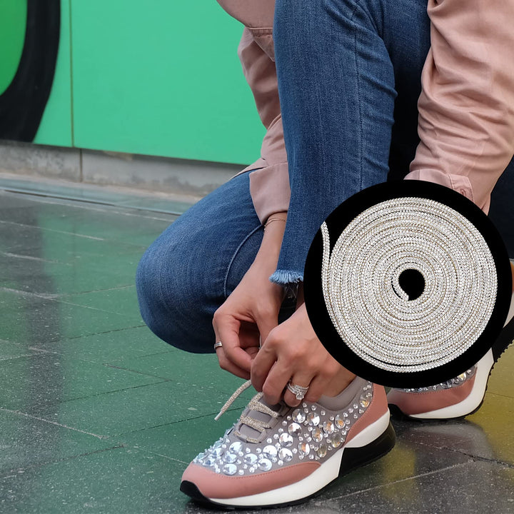 3 Yards Shiny Round Shoe Laces, Crystal Bling Shiny Round Cords Glitter Rope Shoelaces Bling Drawstring Drawstring Replacement for Sneaker Hoodies Dress Sweatpants DIY
