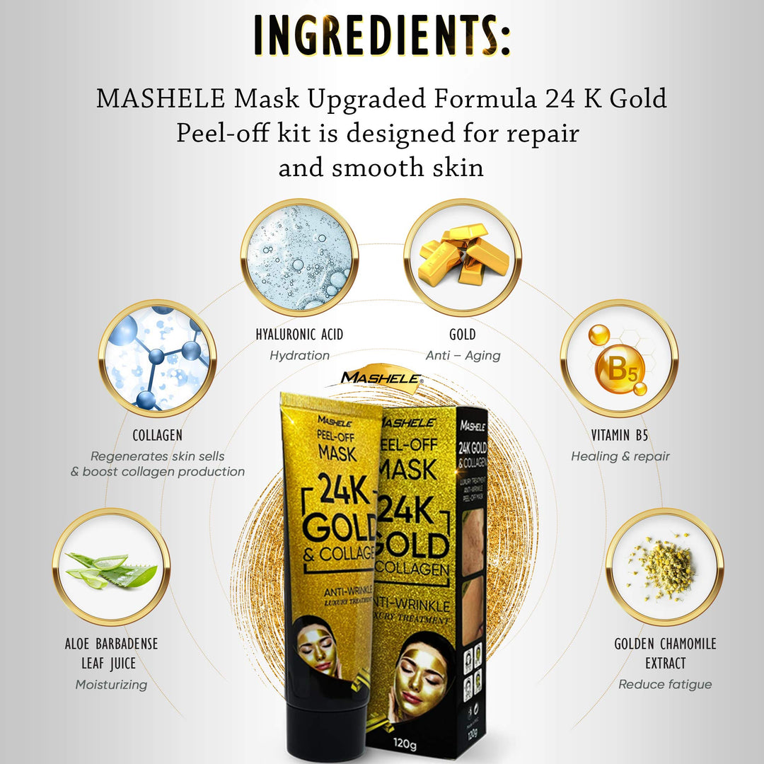 24K Gold Facial Mask Collagen Peel-off Anti-Wrinkle Lifting Firming Moisturizing Face Skin Care Masks 4.22 Fl.oz (Gold60)