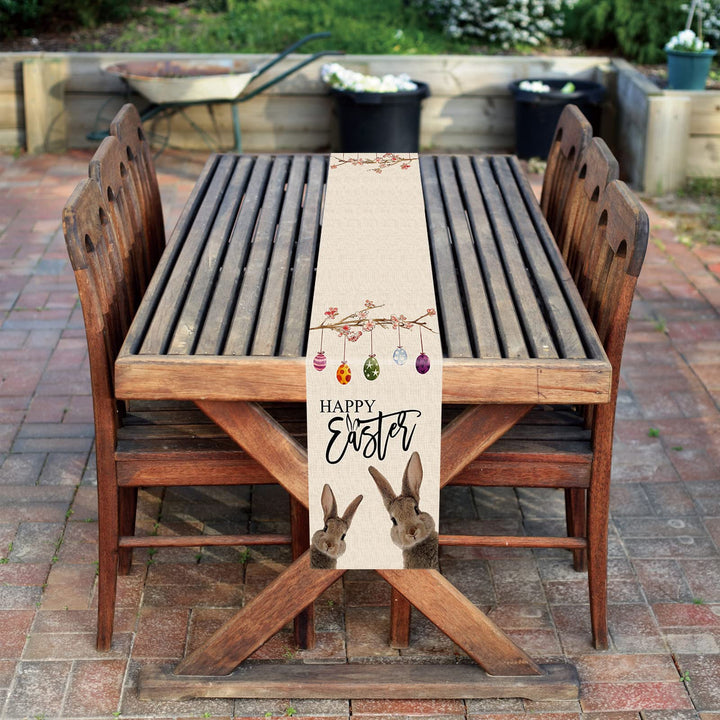 Easter Table Runner Rabbit Bunny 13x72Inch Kitchen Dining Table Decoration for Spring Indoor Outdoor Home Party Decor