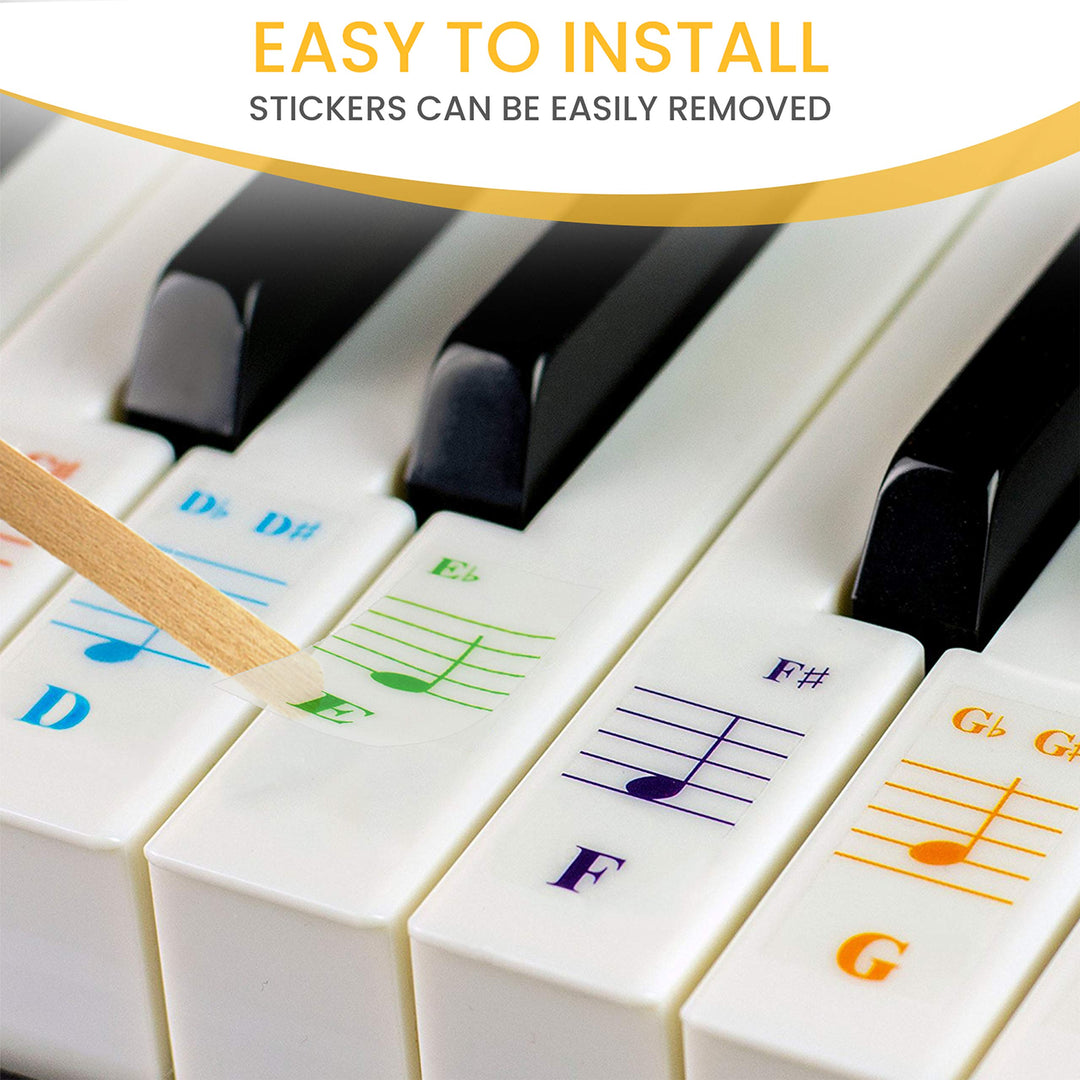 Piano Keyboard Stickers for 88/76/61/54/49/37 Key Large Letter Piano Stickers for Learning, Removable Piano Keyboard Letters, Notes Label for Beginners and Kids, Made in USA