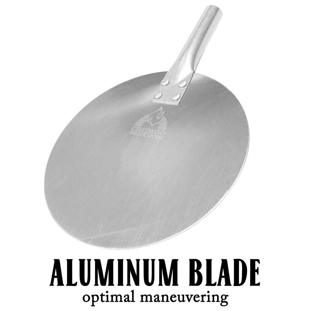 Aluminum Pizza Peel - Turning Pizza Paddle with Leather Strap and Detachable Wood Handle - Bakeware &amp; Pizza Oven Accessories - 9 in