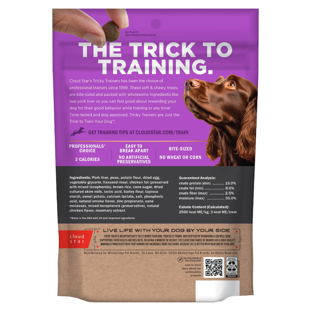 Tricky Trainers Soft & Chewy Dog Training Treats 14 oz. Pouch, Liver Flavor, Low Calorie Behavior Aid with 360 treats