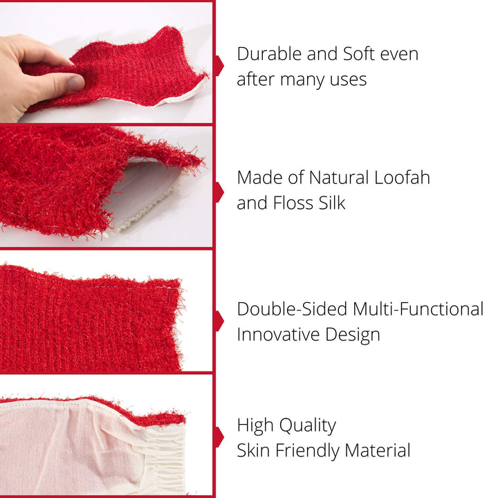 Exfoliating Loofah Glove Scrubber Mitten, Double Sided 