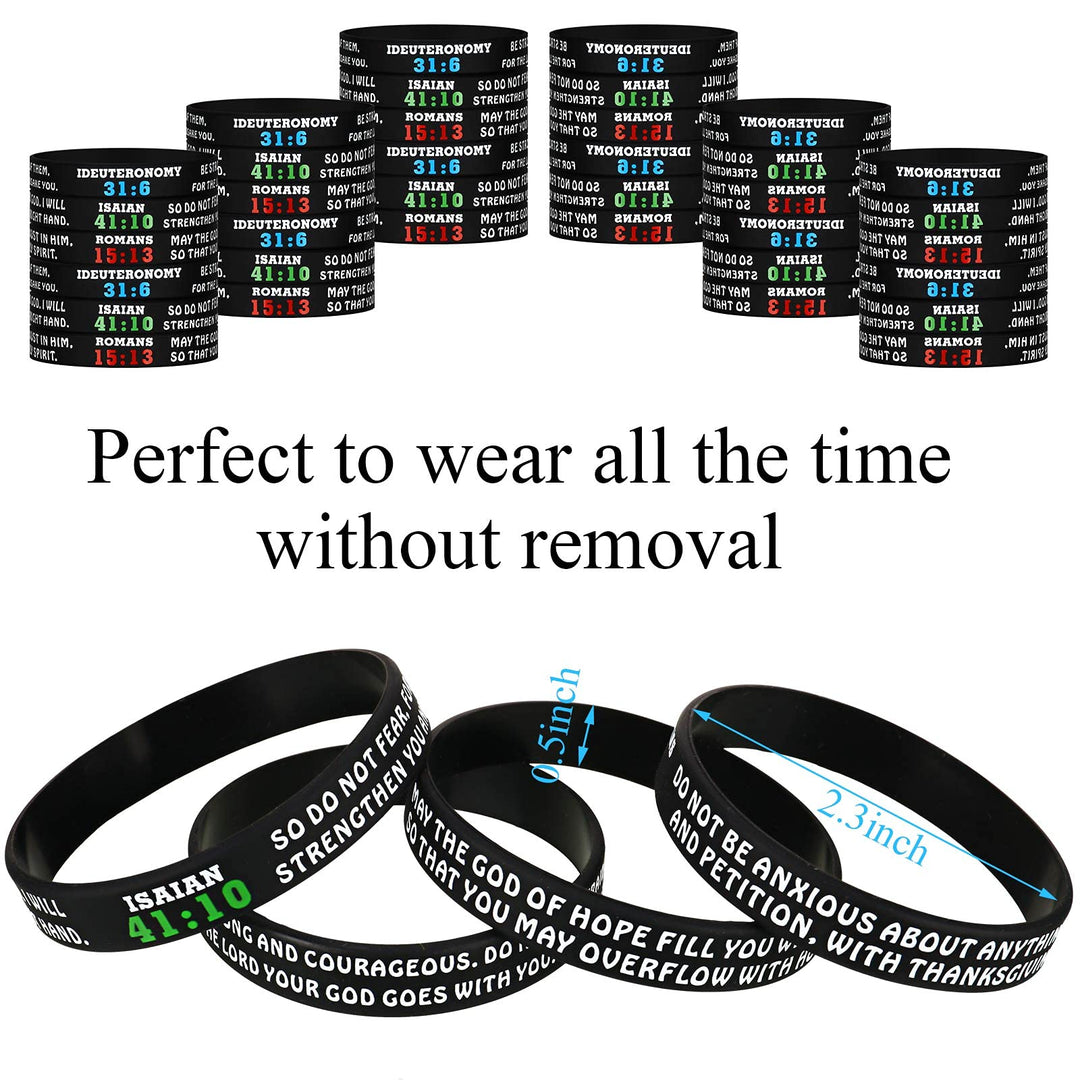 32 Pcs Bible Verse Bracelets Christian Scripture Bracelets Bulk Rubber Religious Bracelets Silicone Bible Verses Wristbands Faith Hope Belief Wristbands Bracelets for Adult