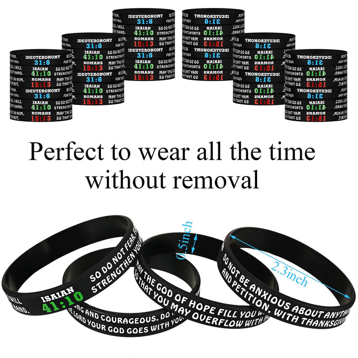 32 Pcs Bible Verse Bracelets Christian Scripture Bracelets Bulk Rubber Religious Bracelets Silicone Bible Verses Wristbands Faith Hope Belief Wristbands Bracelets for Adult