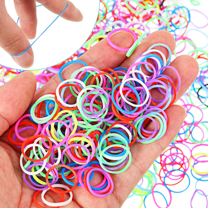 1000 Mini Rubber Bands Soft Elastic Bands for Kid Hair Braids Hair (Multicolor)