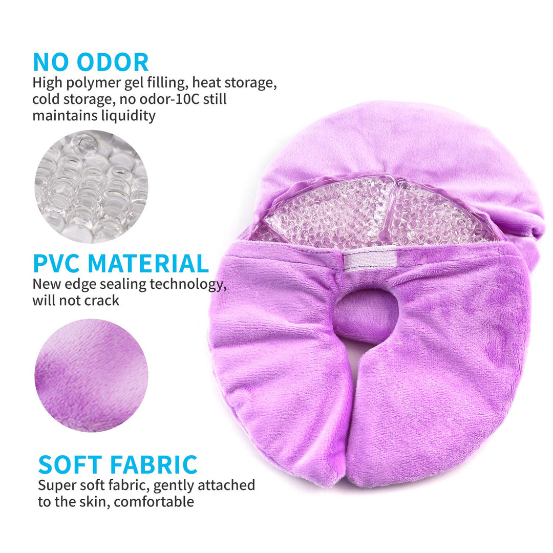 Breast Ice Pack,Breast Hot Clod Therapy Pads,Breastfeeding Gel Pads,Relieve Engorgement, plugged ducts,Engorgement and Mastitis(Purple/2 Packs)