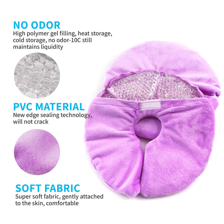 Breast Ice Pack,Breast Hot Clod Therapy Pads,Breastfeeding Gel Pads,Relieve Engorgement, plugged ducts,Engorgement and Mastitis(Purple/2 Packs)